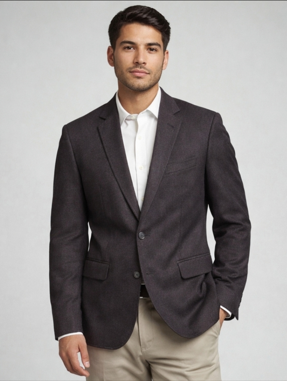 Banana Republic Tailored Fit Sport Blazer 38R ST Microst BL Brown Office